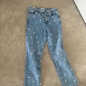 PacSun Blue Straight Leg Jeans with Star Print